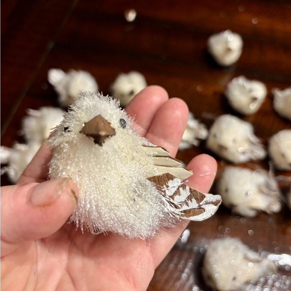 19 Sparkling White Bird Ornaments